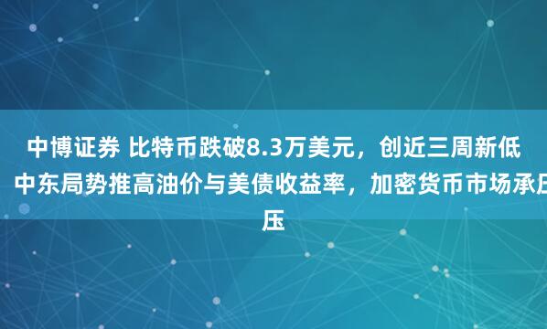 中博证券 比特币跌破8.3万美元，创近三周新低：中东局势推高油价与美债收益率，加密货币市场承压
