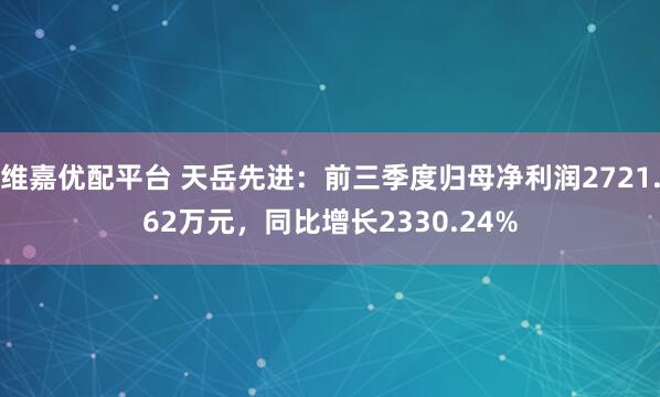 维嘉优配平台 天岳先进：前三季度归母净利润2721.62万元，同比增长2330.24%